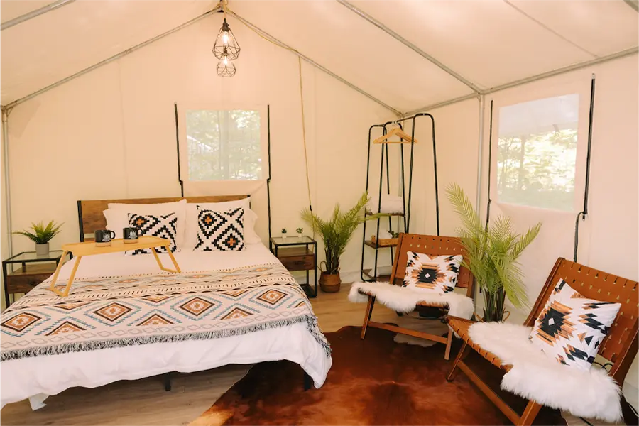 glamping at rustic acres rv resort and campground inside yurt