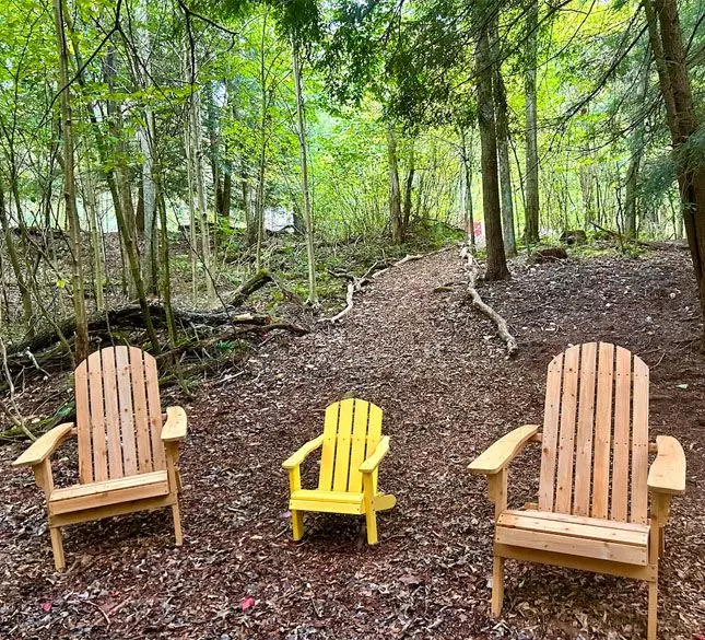 rustic acres three chairs by creek